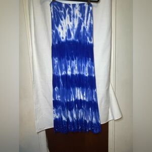 NWT INC Blue and White Tie-Dye Maxi Convertible Multi-Way Skirt / Dress Size PM